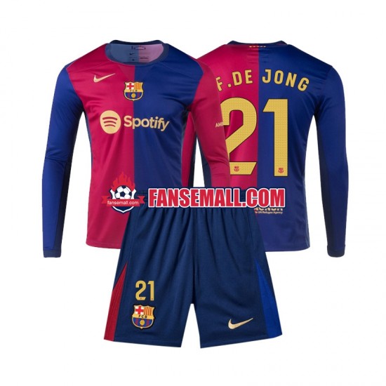 Matchtröjor FC Barcelona Frenkie de Jong 21 2024-2025 Långärmad till Barn (1:a ställ)