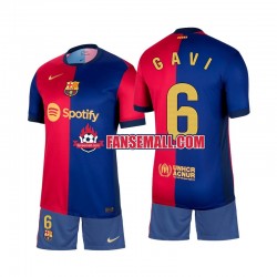 Matchtröjor FC Barcelona Gavi 6 2024-2025 Kortärmad till Barn (1:a ställ)