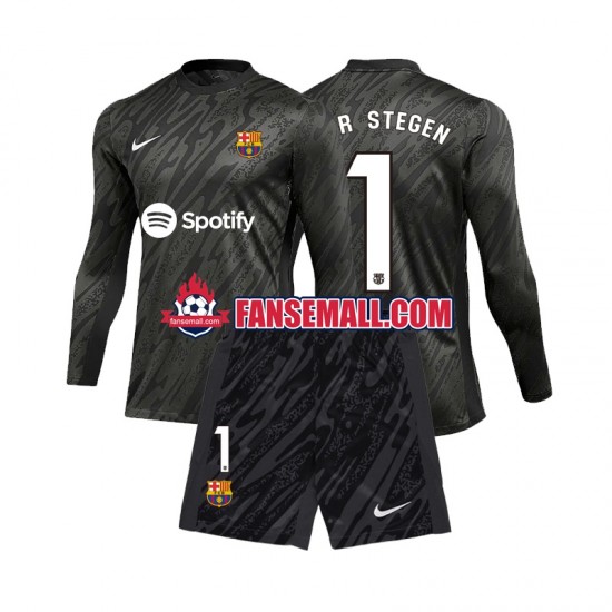 Matchtröjor FC Barcelona Målvaktströja Ter Stegen 1 2024-2025 Långärmad till Barn (3:e ställ)