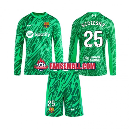 Matchtröjor FC Barcelona Målvaktströja Wojciech Szczesny 25 2024-2025 Långärmad till Barn (1:a ställ)
