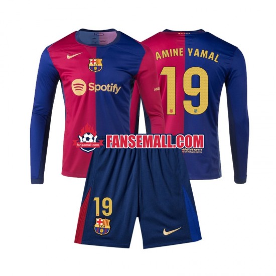 Matchtröjor FC Barcelona Lamine Yamal 19 2024-2025 Långärmad till Barn (1:a ställ)