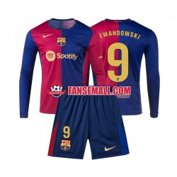 Matchtröjor FC Barcelona Lewandowski 9 2024-2025 Långärmad till Barn (1:a ställ)