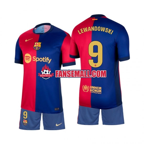 Matchtröjor FC Barcelona Lewandowski 9 2024-2025 Kortärmad till Barn (1:a ställ)