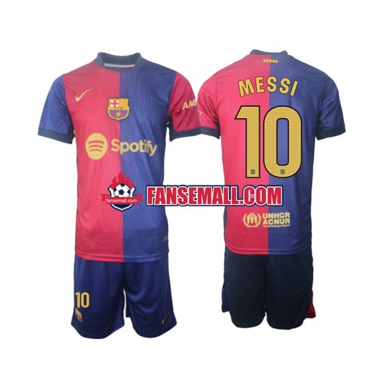 Matchtröjor FC Barcelona Lionel Messi 10 2024-2025 Kortärmad till Barn (1:a ställ)