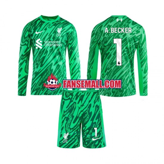 Matchtröjor Liverpool Målvaktströja Alisson Becker 1 2024-2025 Långärmad till Barn (2:a ställ)