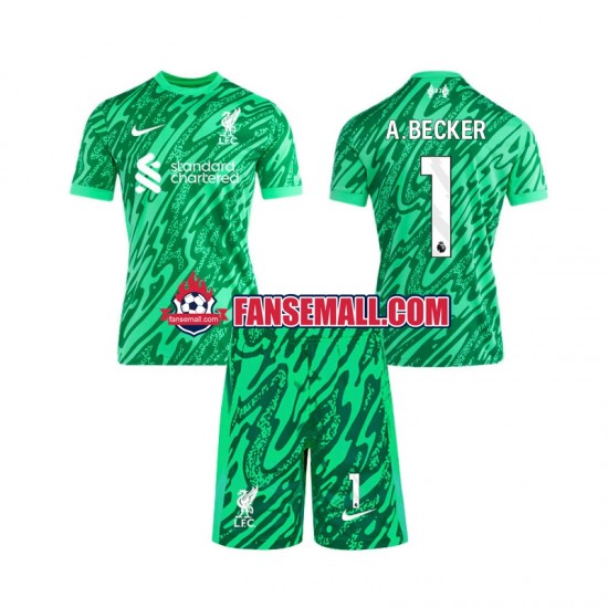 Matchtröjor Liverpool Målvaktströja Alisson Becker 1 2024-2025 Kortärmad till Barn (2:a ställ)