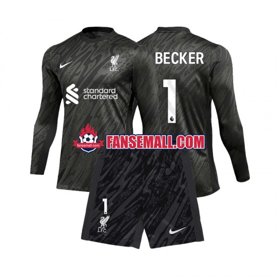 Matchtröjor Liverpool Målvaktströja Alisson Becker 1 2024-2025 Långärmad till Barn (1:a ställ)