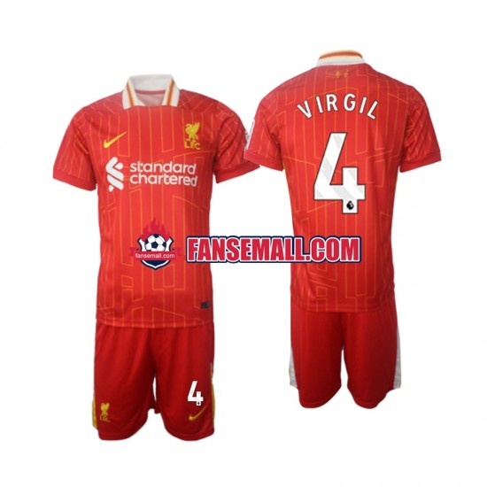 Matchtröjor Liverpool Virgil 4 2024-2025 Kortärmad till Barn (1:a ställ)