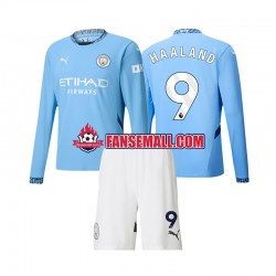 Matchtröjor Manchester City Erling Haaland 9 2024-2025 Långärmad till Barn (1:a ställ)