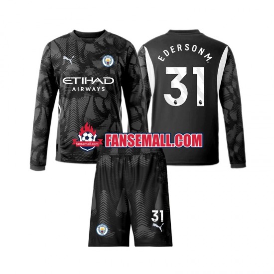 Matchtröjor Manchester City Målvaktströja Ederson Moraes 31 2024-2025 Långärmad till Barn (4:e ställ)