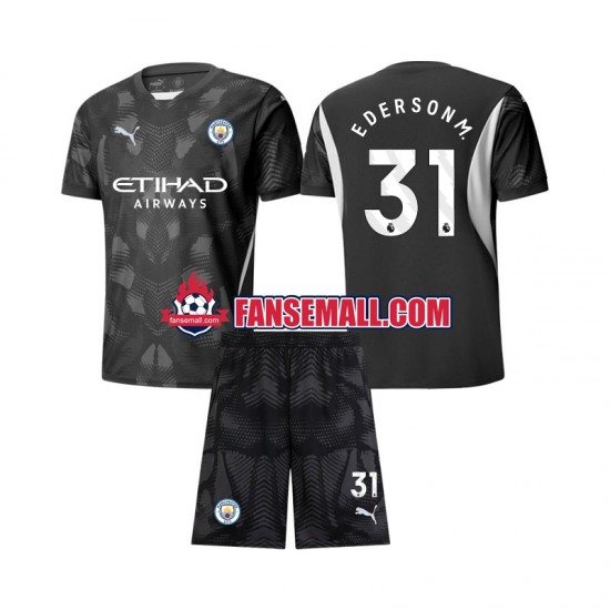Matchtröjor Manchester City Målvaktströja Ederson Moraes 31 2024-2025 Kortärmad till Barn (4:e ställ)