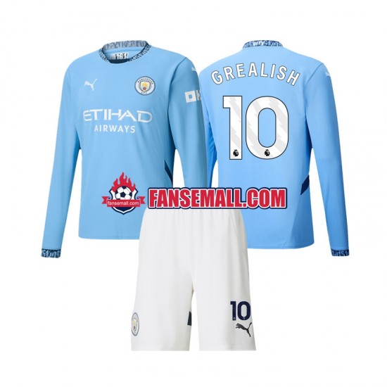Matchtröjor Manchester City Jack Grealish 10 2024-2025 Långärmad till Barn (1:a ställ)