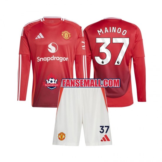 Matchtröjor Manchester United Kobbie Mainoo 37 2024-2025 Långärmad till Barn (1:a ställ)