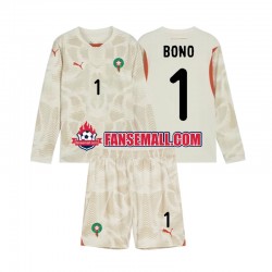 Matchtröjor Marocko Målvaktströja Yassine Bounou 1 2024 Långärmad till Barn (2:a ställ)