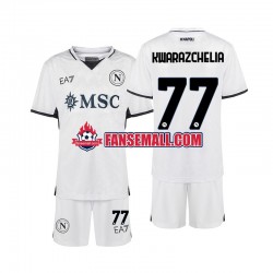 Matchtröjor SSC Napoli Khvicha Kvaratskhelia 77 2024-2025 Kortärmad till Barn (2:a ställ)