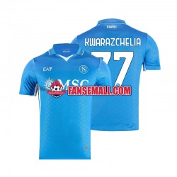 Matchtröjor SSC Napoli Khvicha Kvaratskhelia 77 2024-2025 Kortärmad till Herr (1:a ställ)