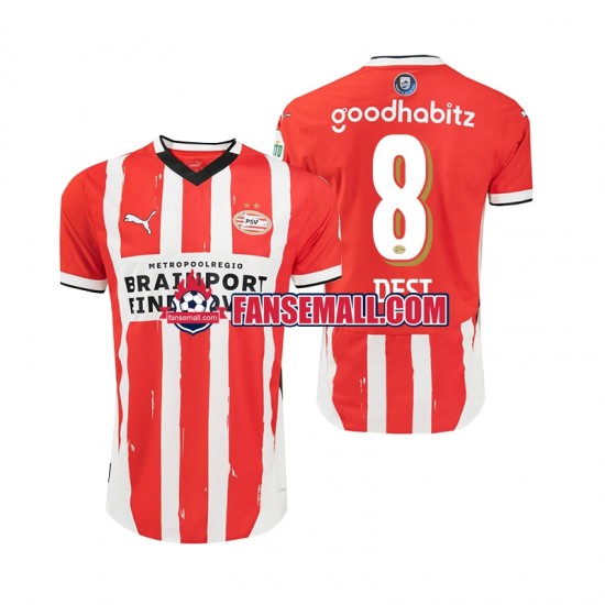 Matchtröjor PSV Eindhoven Sergino Dest 8 2024-2025 Kortärmad till Herr (1:a ställ)