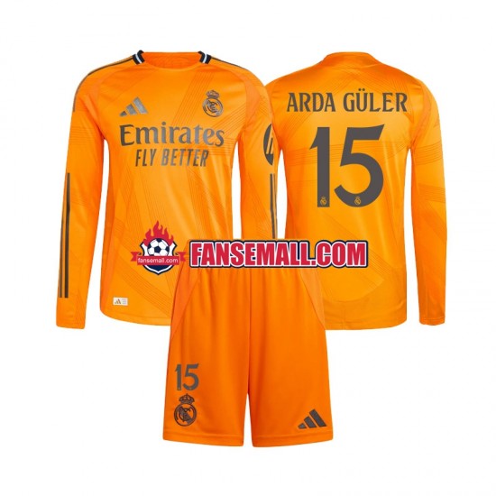 Matchtröjor Real Madrid Arda Guler 15 2024-2025 Långärmad till Barn (2:a ställ)