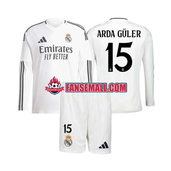 Matchtröjor Real Madrid Arda Guler 15 2024-2025 Långärmad till Barn (1:a ställ)