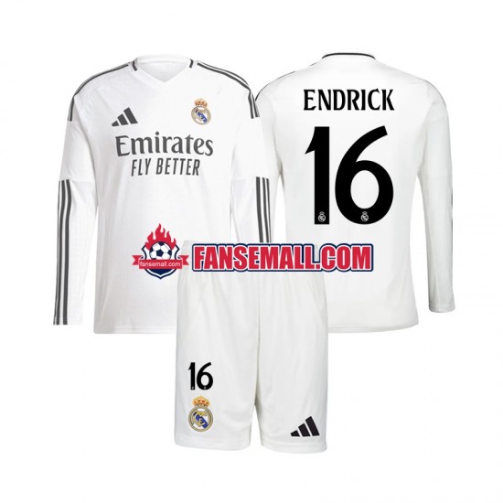 Matchtröjor Real Madrid Endrick 16 2024-2025 Långärmad till Barn (1:a ställ)