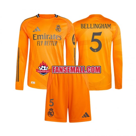 Matchtröjor Real Madrid Jude Bellingham 5 2024-2025 Långärmad till Barn (2:a ställ)