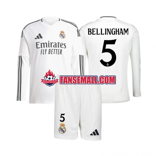 Matchtröjor Real Madrid Jude Bellingham 5 2024-2025 Långärmad till Barn (1:a ställ)