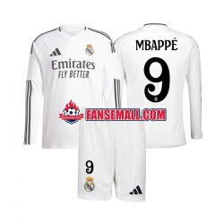 Matchtröjor Real Madrid Kylian Mbappe 9 2024-2025 Långärmad till Barn (1:a ställ)