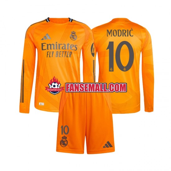 Matchtröjor Real Madrid Luka Modric 10 2024-2025 Långärmad till Barn (2:a ställ)