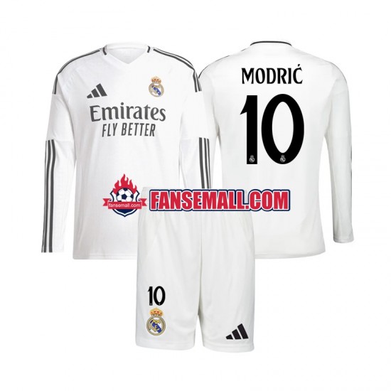 Matchtröjor Real Madrid Luka Modric 10 2024-2025 Långärmad till Barn (1:a ställ)